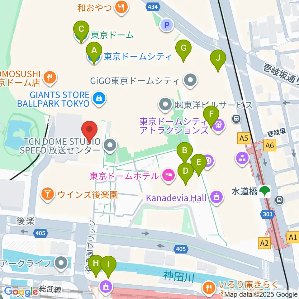 後楽園ホール周辺のカフェ一覧地図