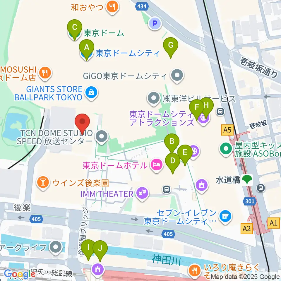 後楽園ホール周辺のカフェ一覧地図