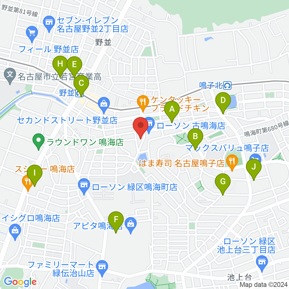 Enchante音楽教室周辺のカフェ一覧地図