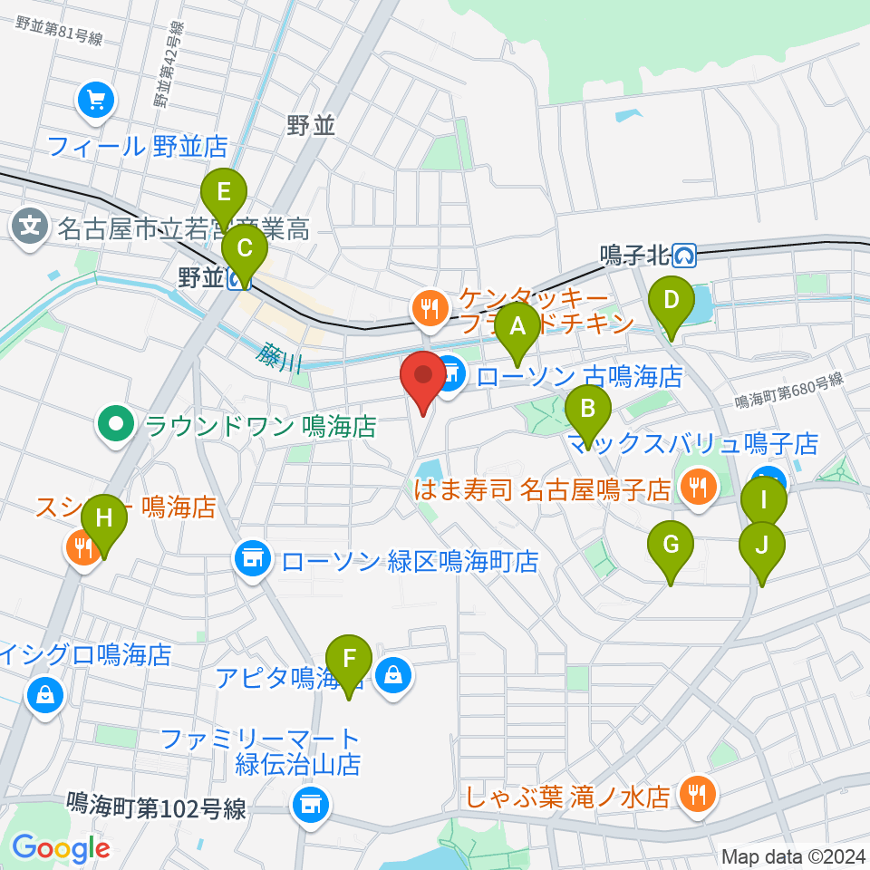 Enchante音楽教室周辺のカフェ一覧地図