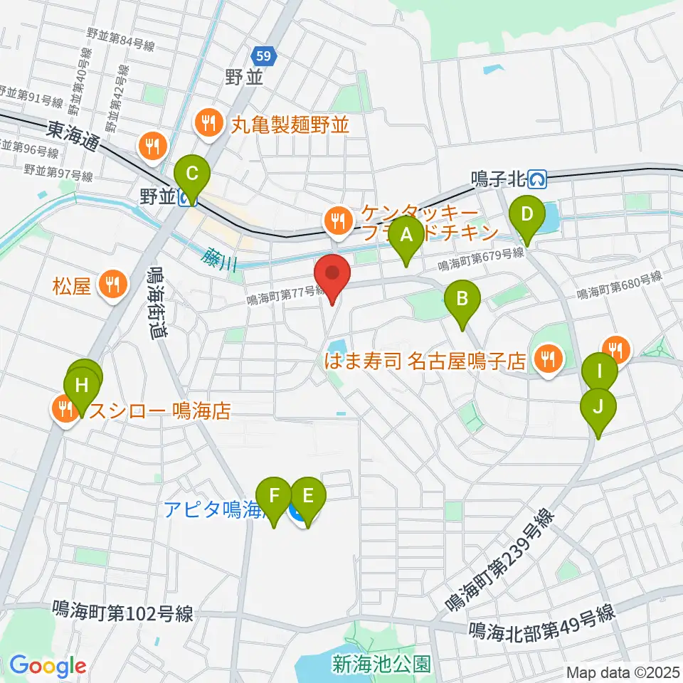 Enchante音楽教室周辺のカフェ一覧地図