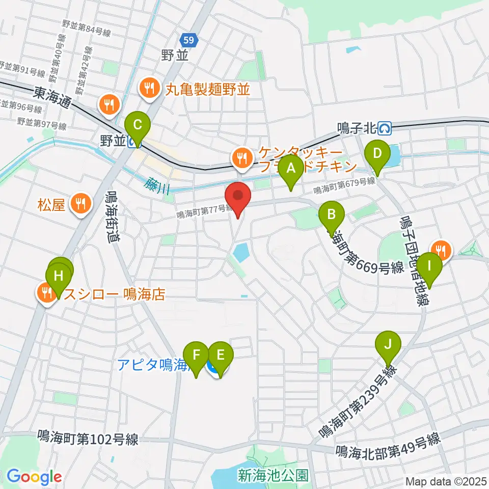 Enchante音楽教室周辺のカフェ一覧地図