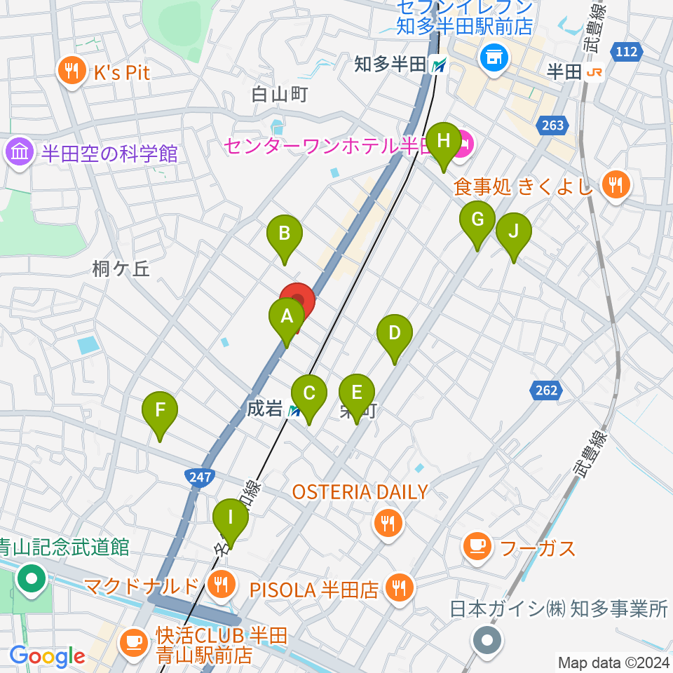 J.Pミュージックスクール周辺のカフェ一覧地図