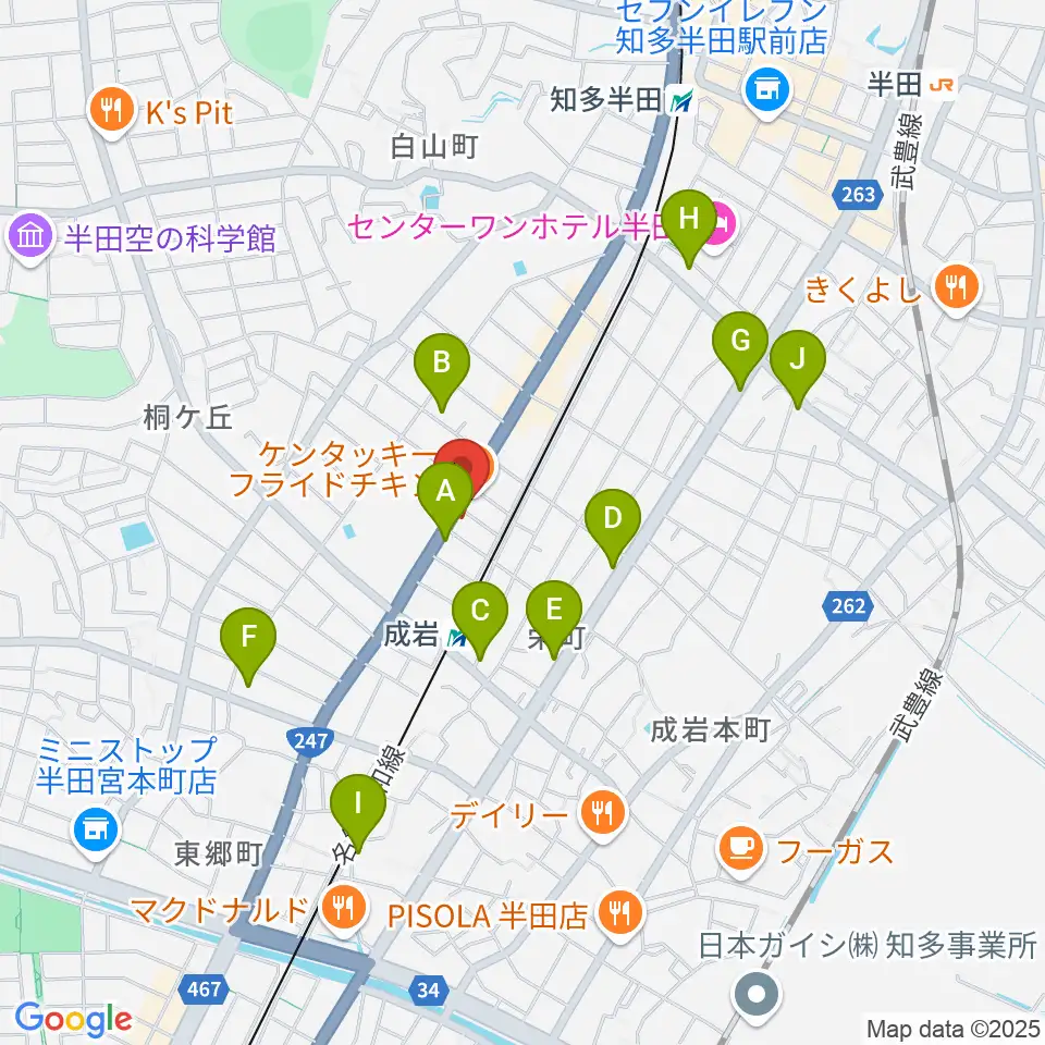 J.Pミュージックスクール周辺のカフェ一覧地図