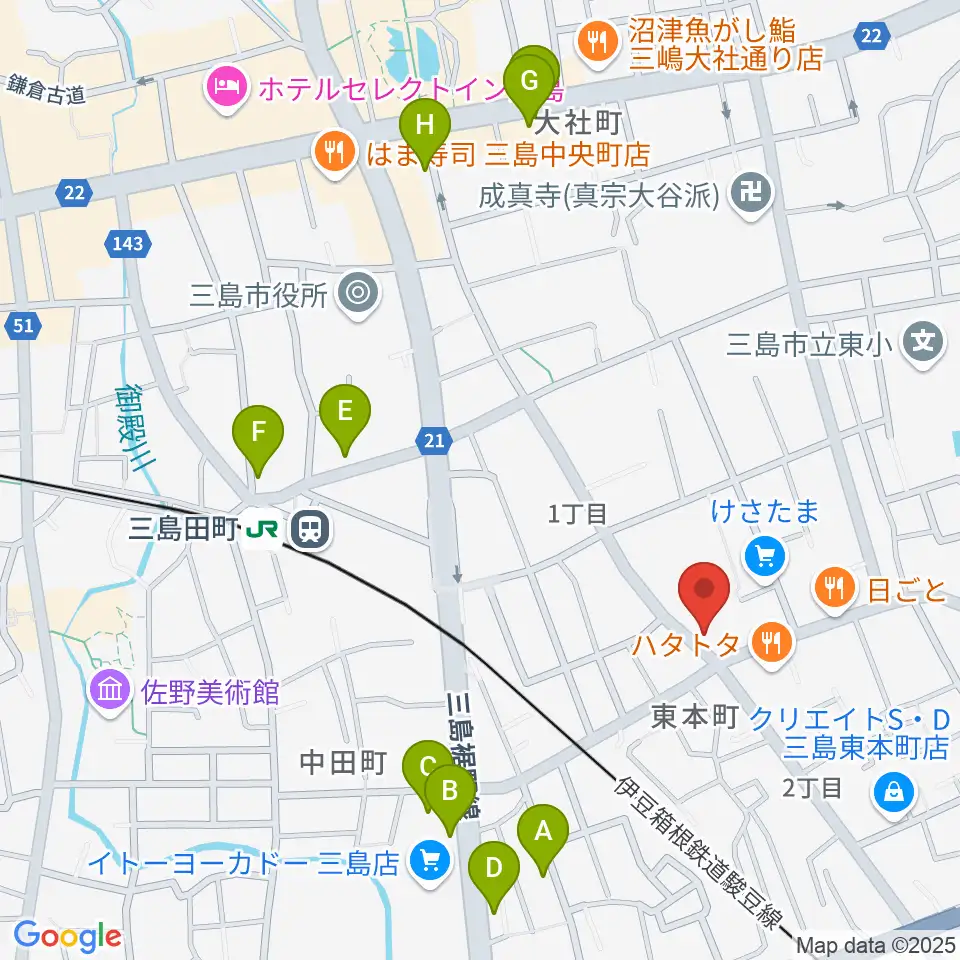 art musique 音楽教室周辺のカフェ一覧地図