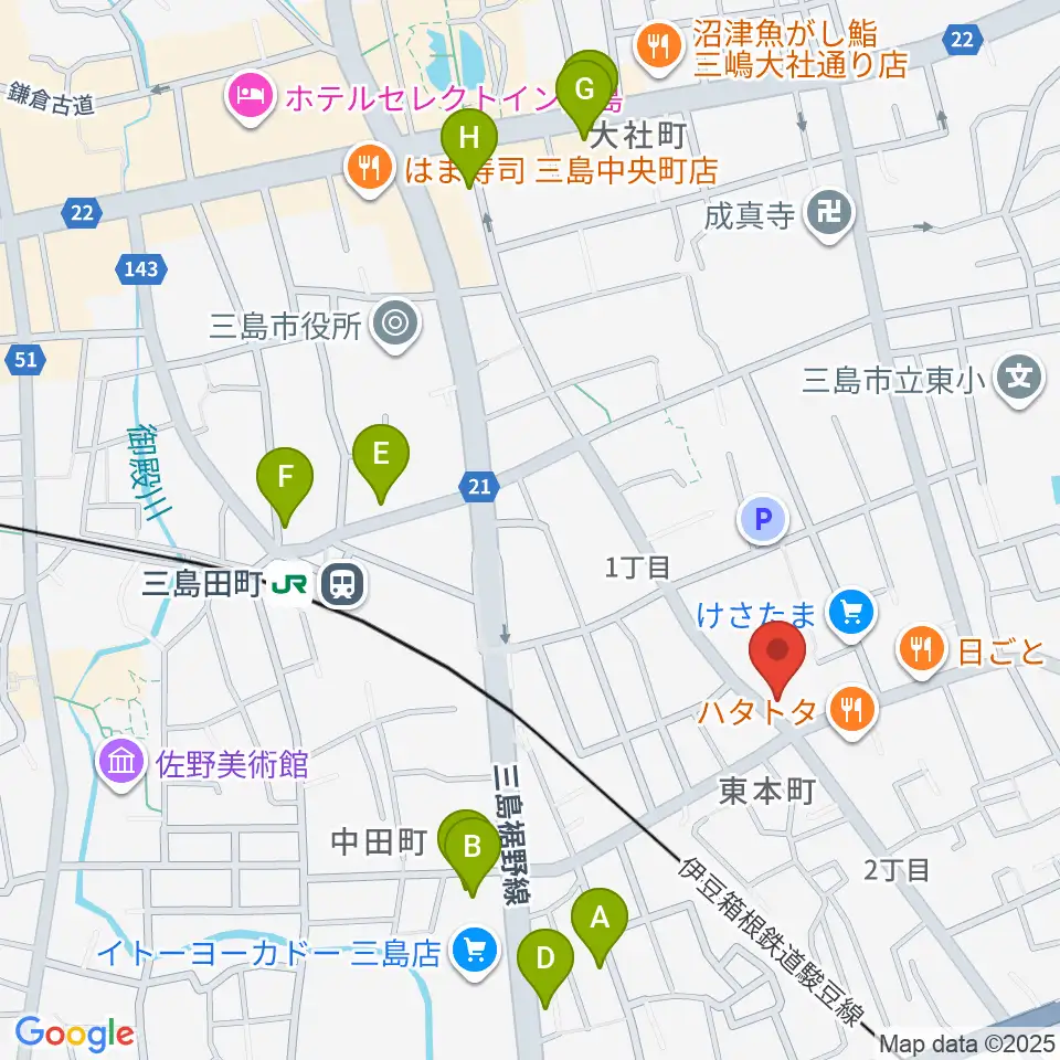 art musique 音楽教室周辺のカフェ一覧地図