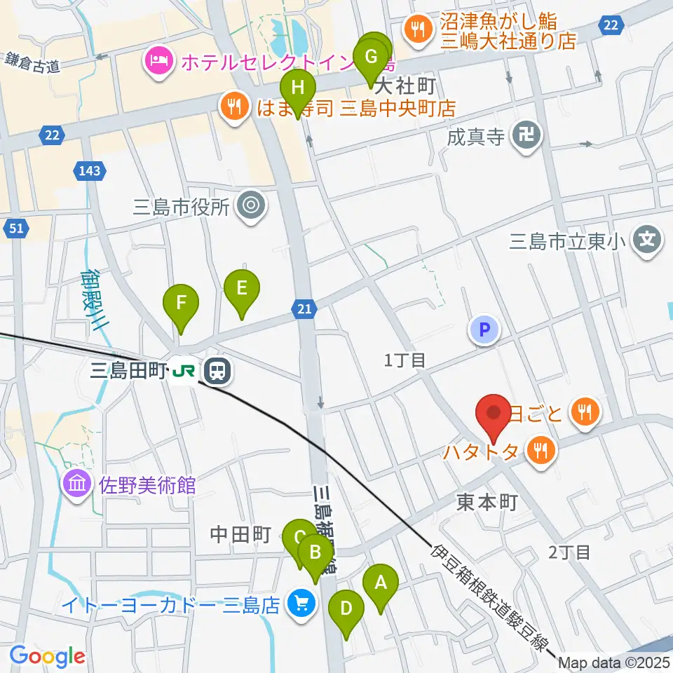 art musique 音楽教室周辺のカフェ一覧地図