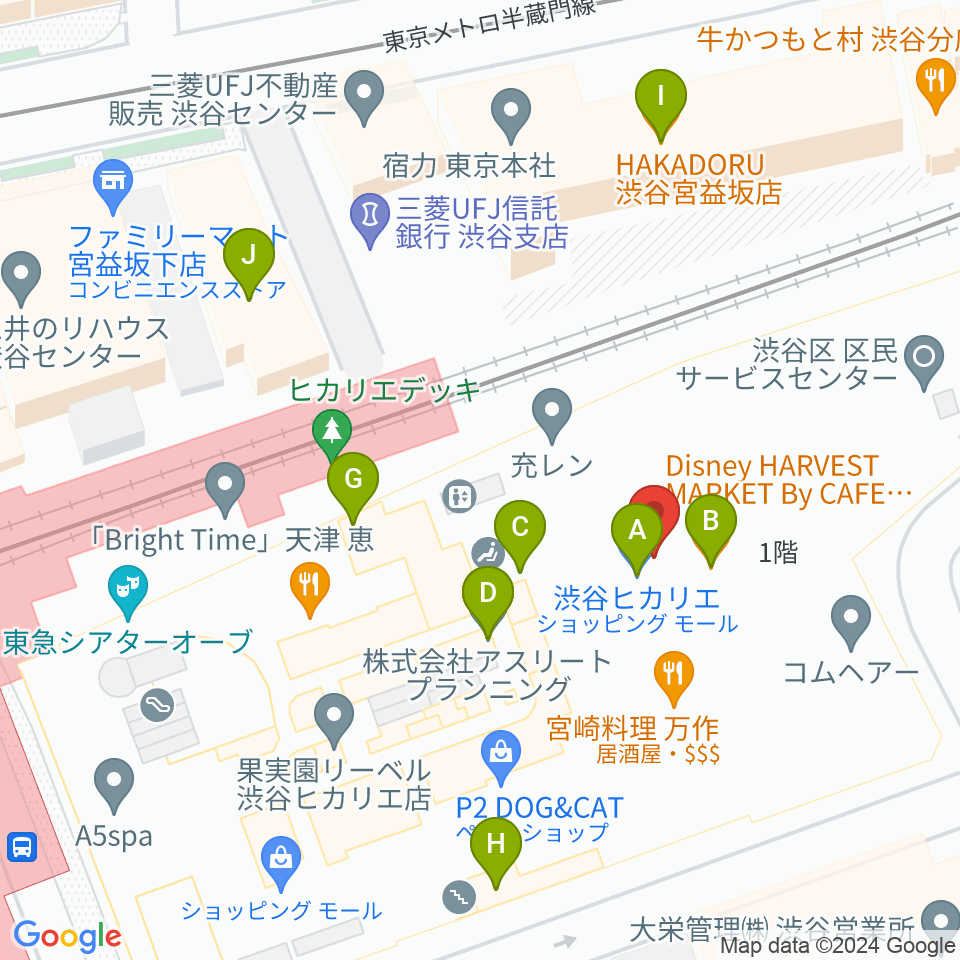 渋谷ヒカリエホール周辺のカフェ一覧地図