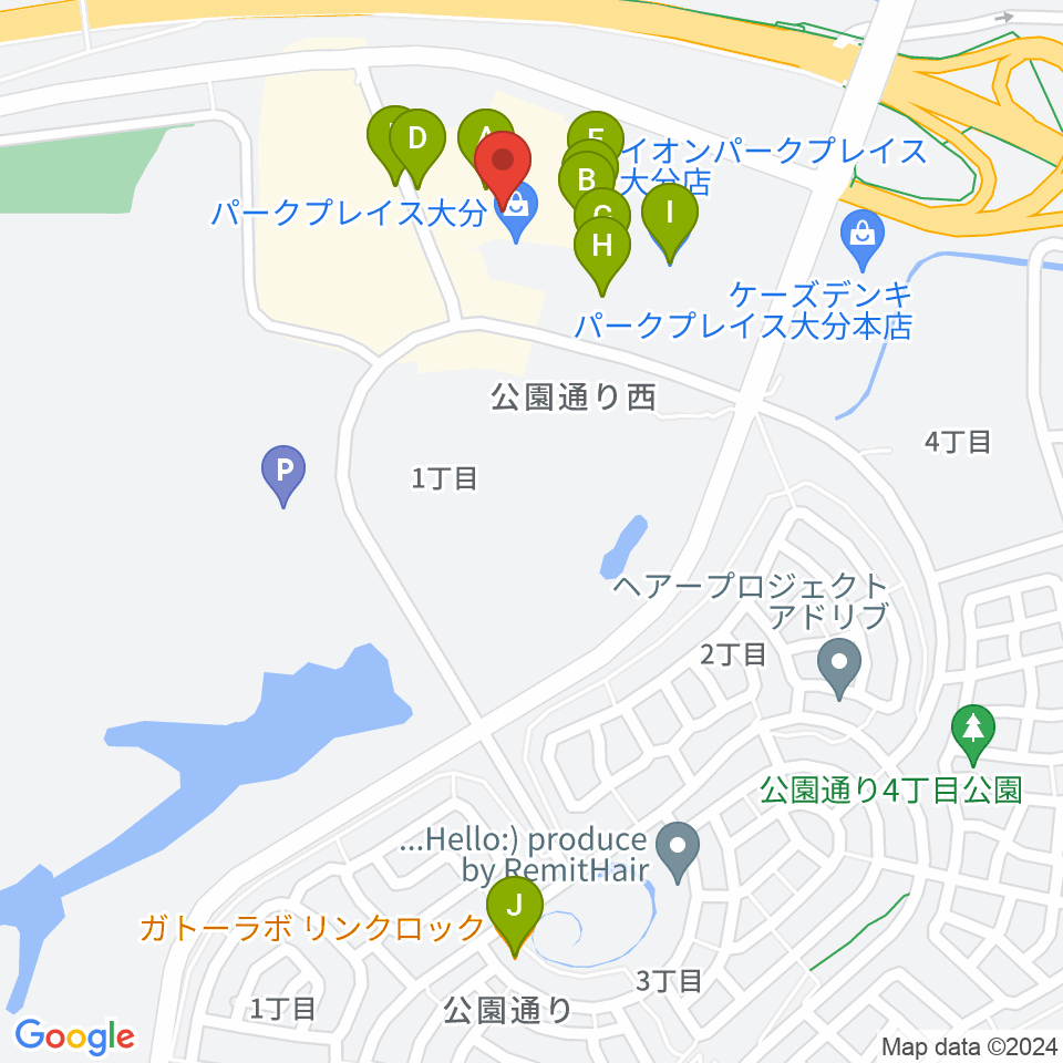 島村楽器 パークプレイス大分店周辺のカフェ一覧地図