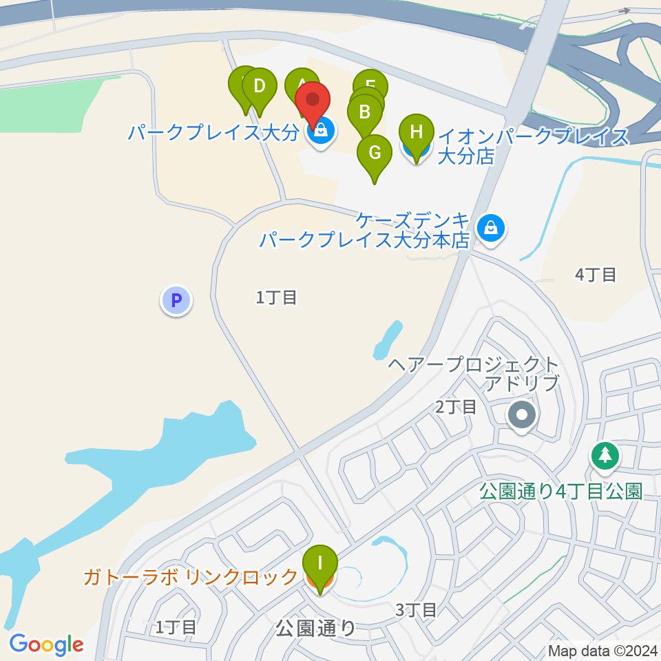 島村楽器 パークプレイス大分店周辺のカフェ一覧地図