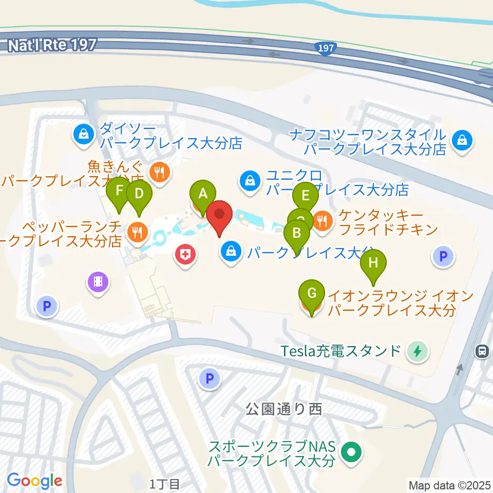 島村楽器 パークプレイス大分店周辺のカフェ一覧地図