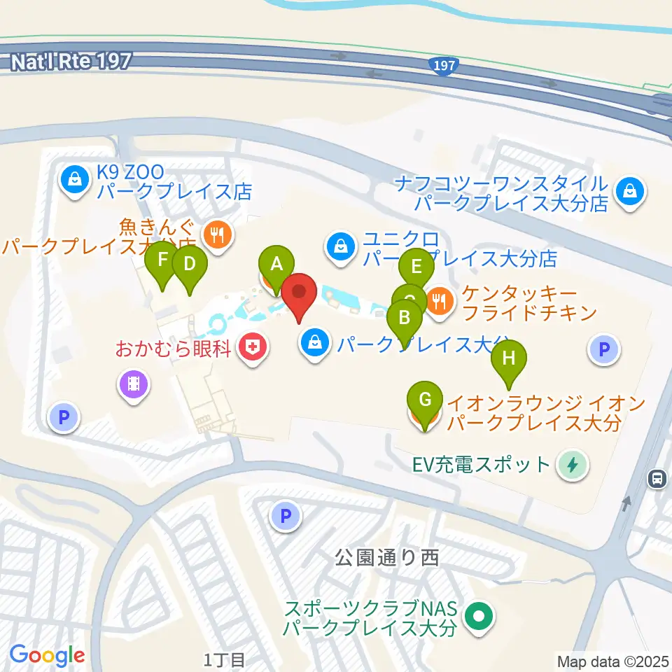 島村楽器 パークプレイス大分店周辺のカフェ一覧地図