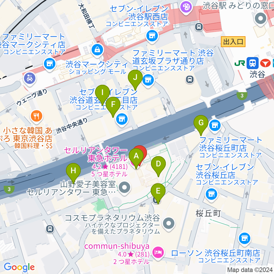 セルリアンタワー能楽堂周辺のカフェ一覧地図