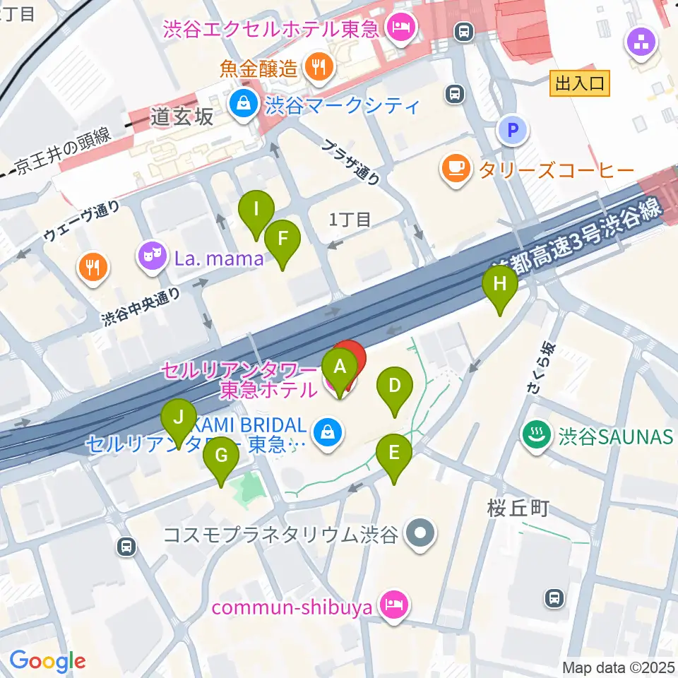 セルリアンタワー能楽堂周辺のカフェ一覧地図
