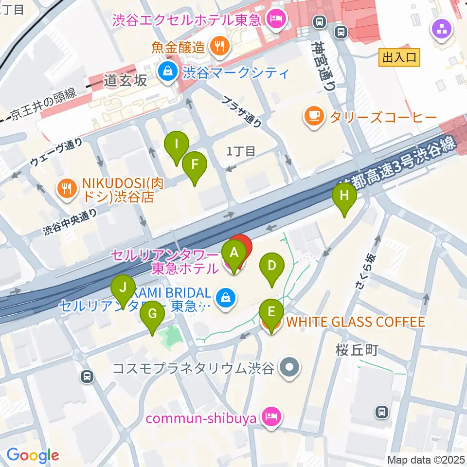 セルリアンタワー能楽堂周辺のカフェ一覧地図