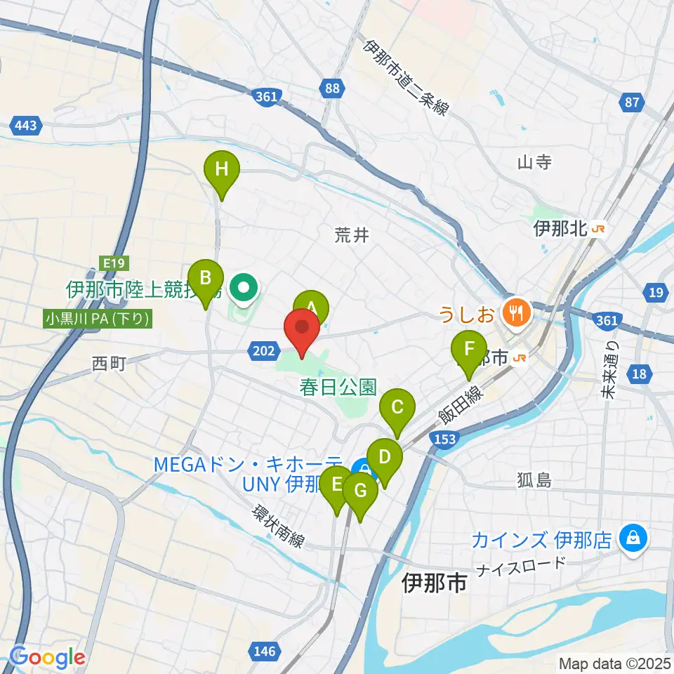 長野県伊那文化会館周辺のカフェ一覧地図