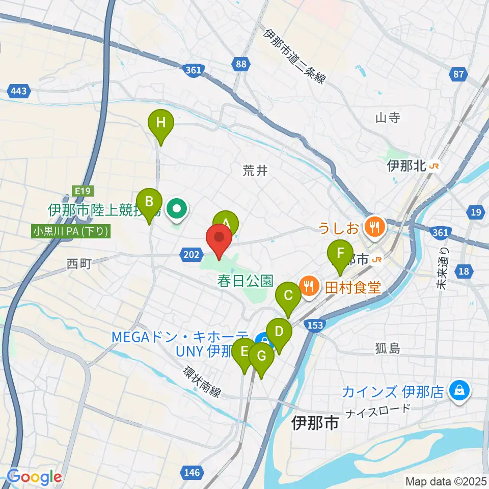 長野県伊那文化会館周辺のカフェ一覧地図