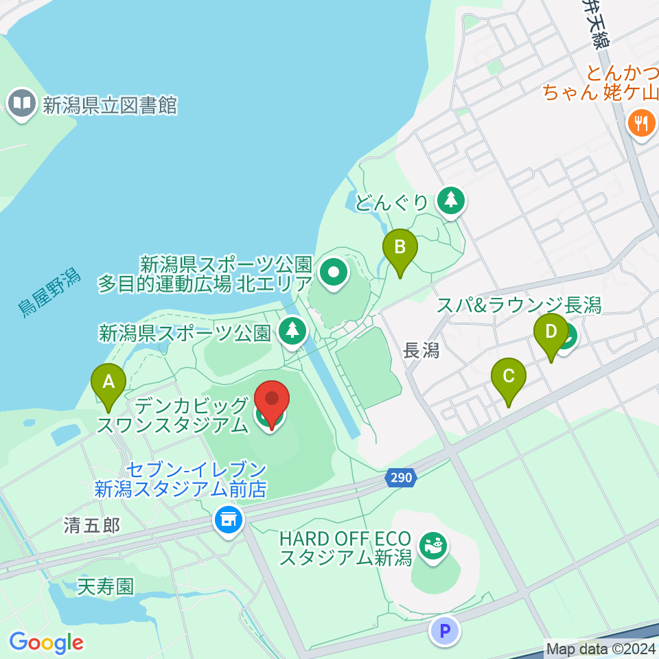 デンカビッグスワンスタジアム周辺のカフェ一覧地図