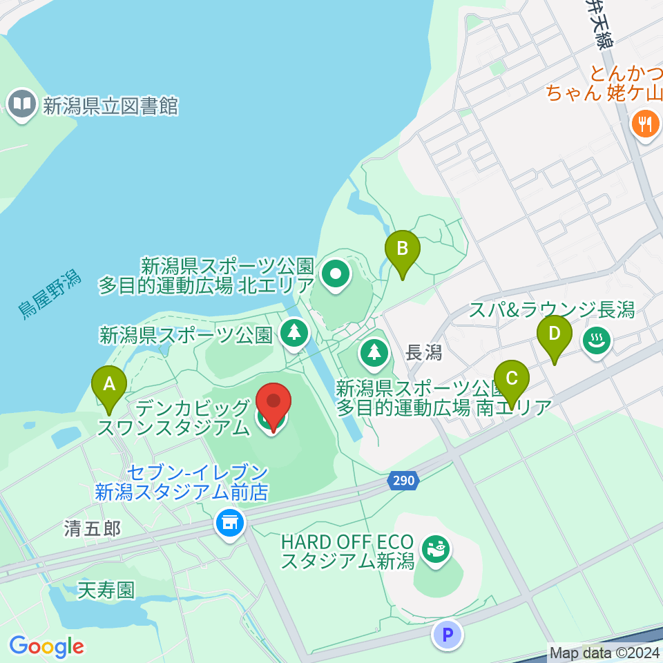 デンカビッグスワンスタジアム周辺のカフェ一覧地図