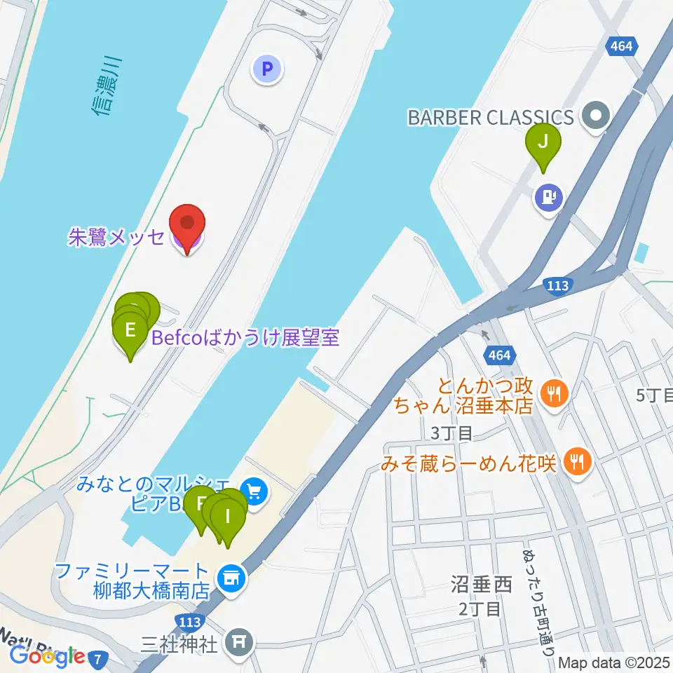 朱鷺メッセ周辺のカフェ一覧地図