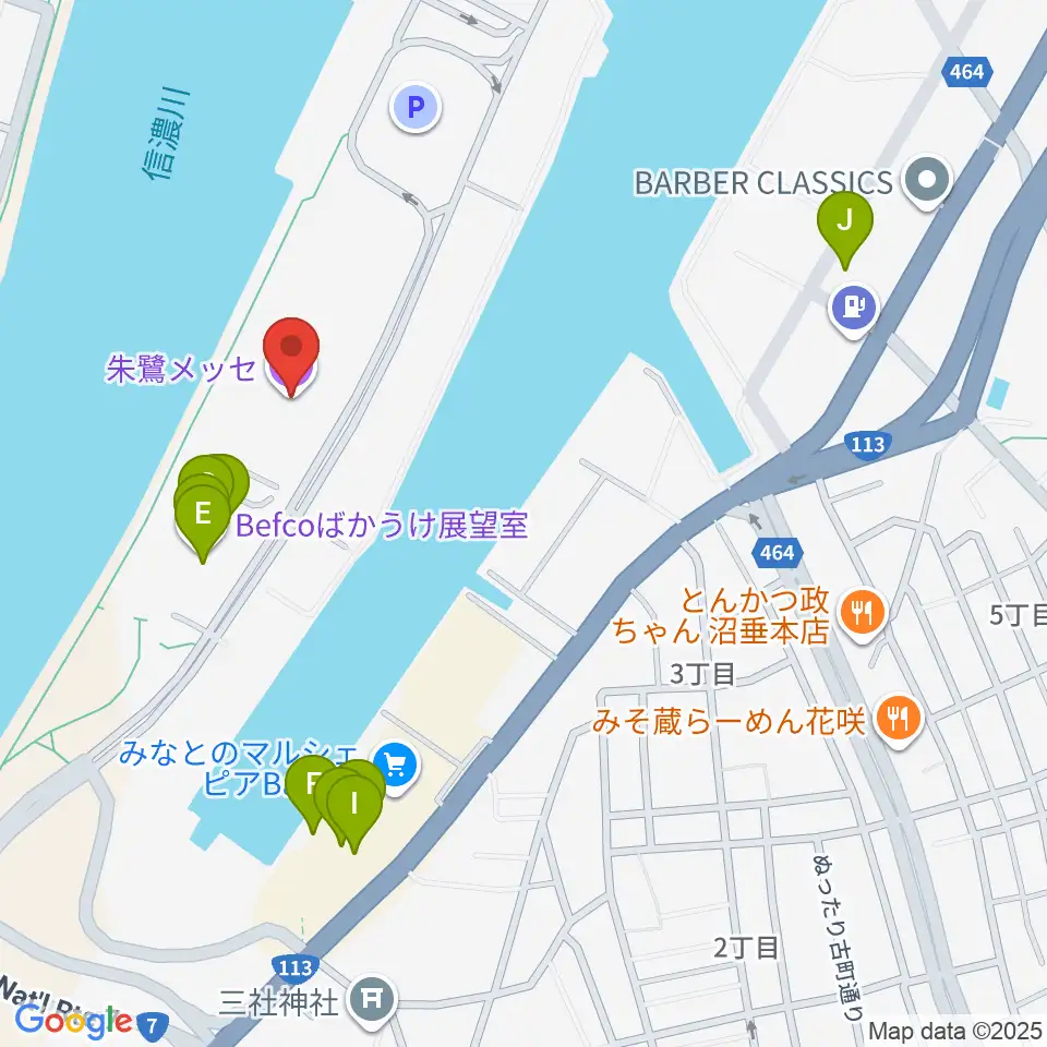 朱鷺メッセ周辺のカフェ一覧地図