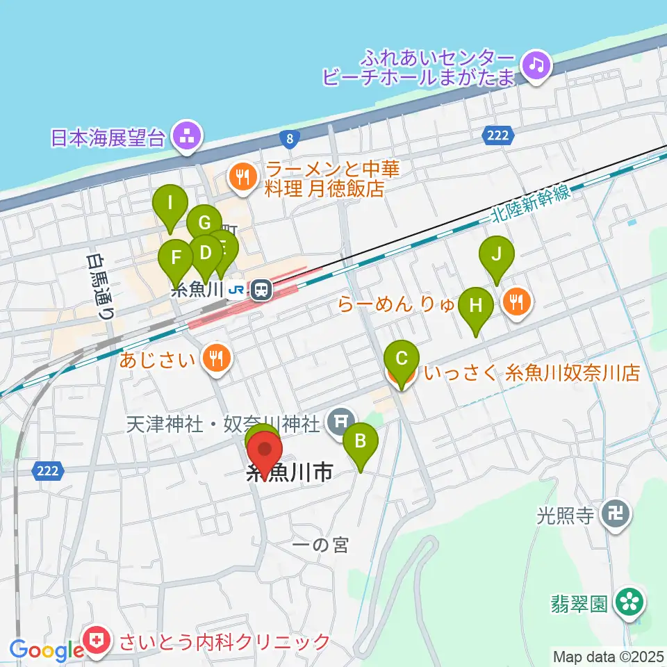 糸魚川市民会館周辺のカフェ一覧地図