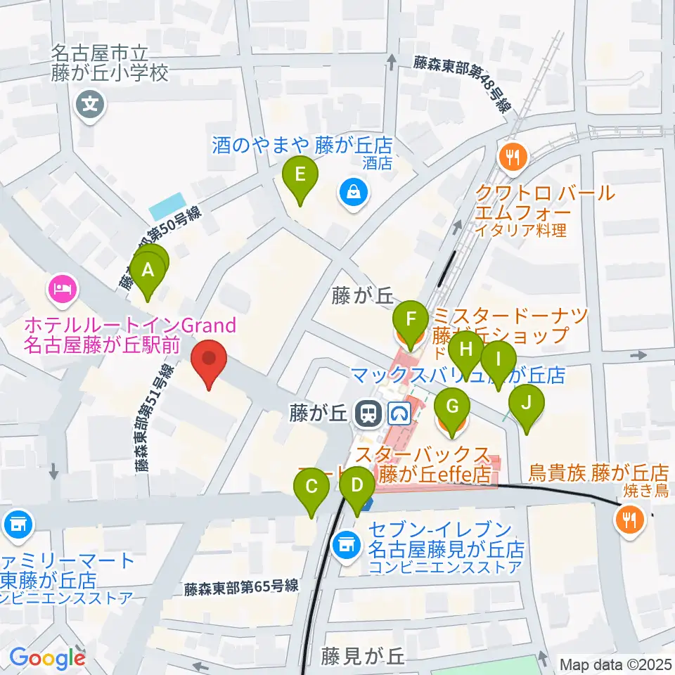 名古屋新堀ギター音楽院 藤ヶ丘教室周辺のカフェ一覧地図