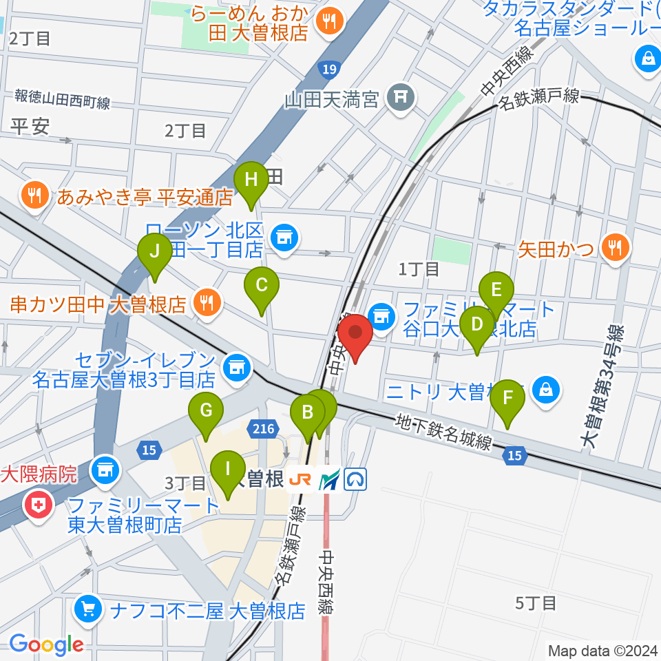 名古屋 新堀ギター音楽院 大曽根教室周辺のカフェ一覧地図