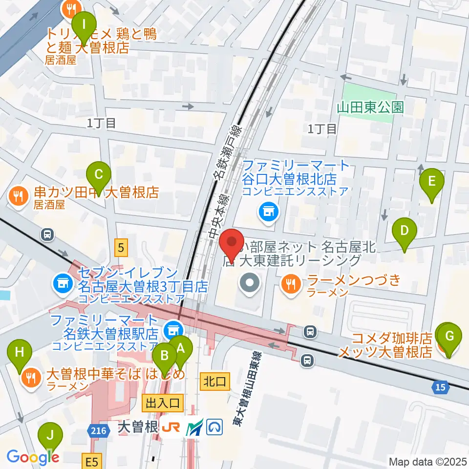 名古屋 新堀ギター音楽院 大曽根教室周辺のカフェ一覧地図