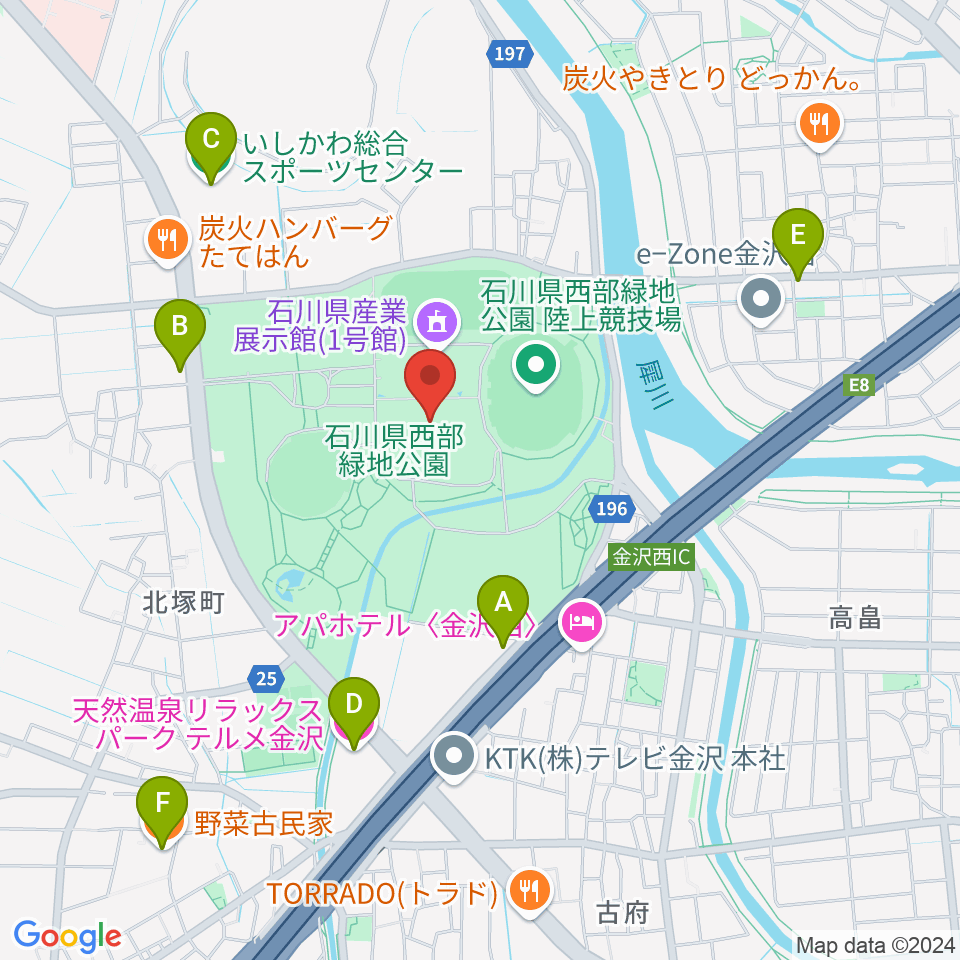 石川県産業展示館1・2・3号館周辺のカフェ一覧地図