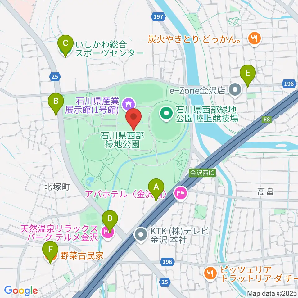 石川県産業展示館1・2・3号館周辺のカフェ一覧地図