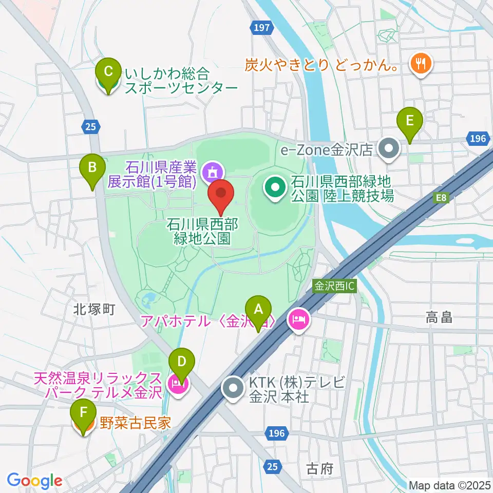 石川県産業展示館1・2・3号館周辺のカフェ一覧地図