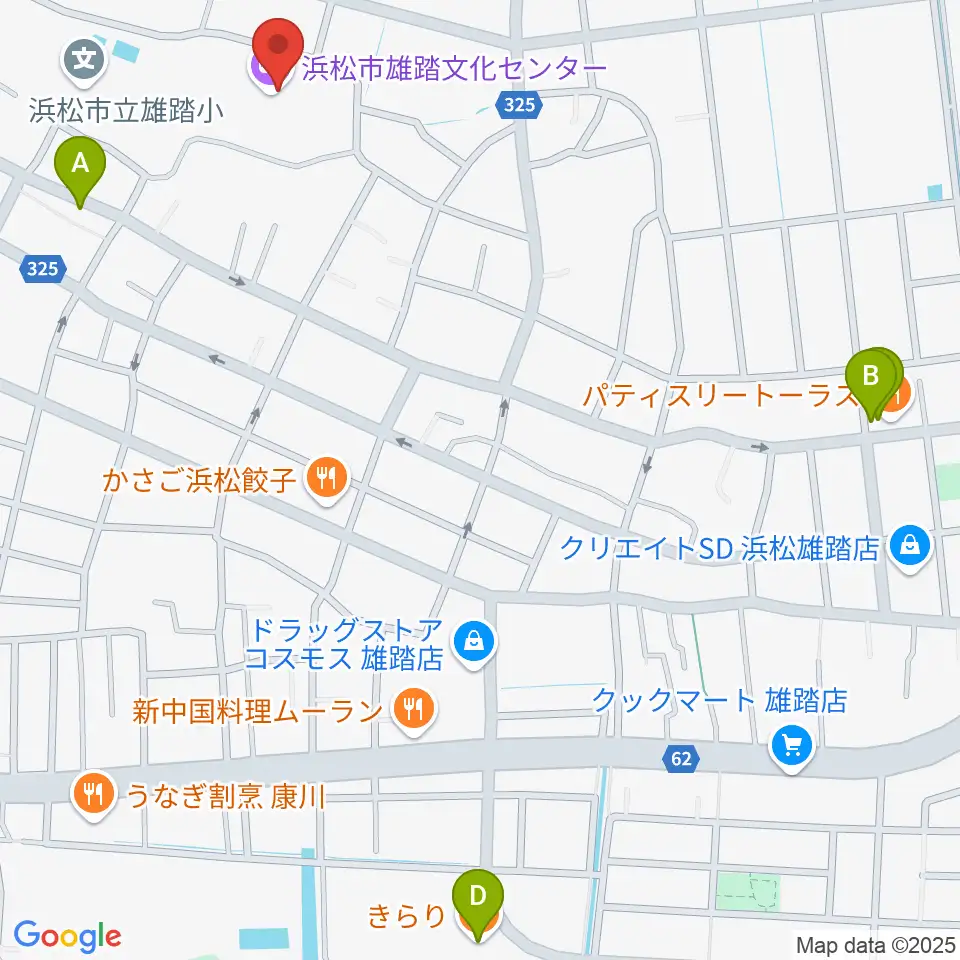 浜松市雄踏文化センター周辺のカフェ一覧地図