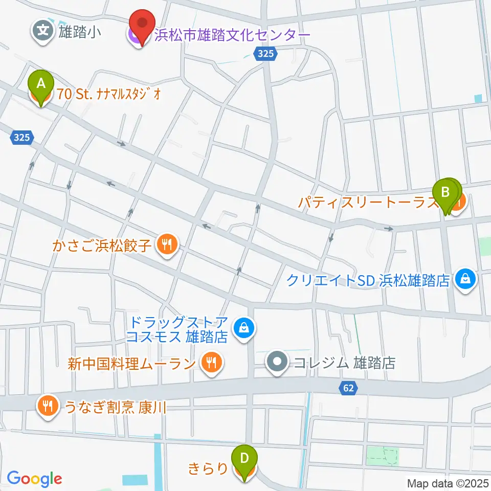 浜松市雄踏文化センター周辺のカフェ一覧地図