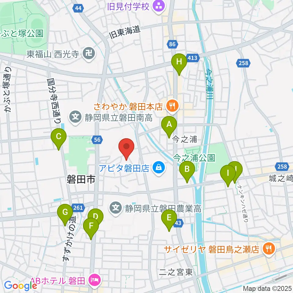 ワークピア磐田周辺のカフェ一覧地図