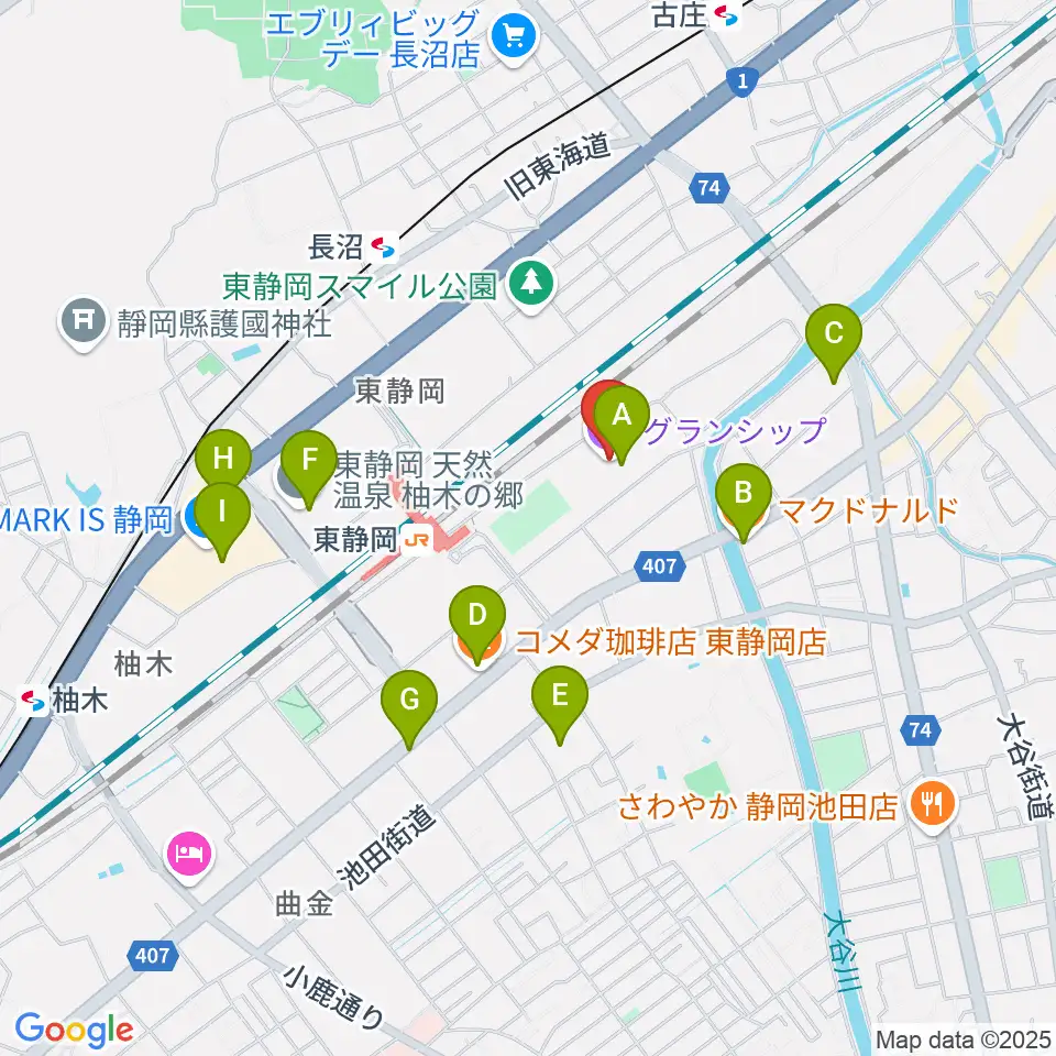 グランシップ周辺のカフェ一覧地図