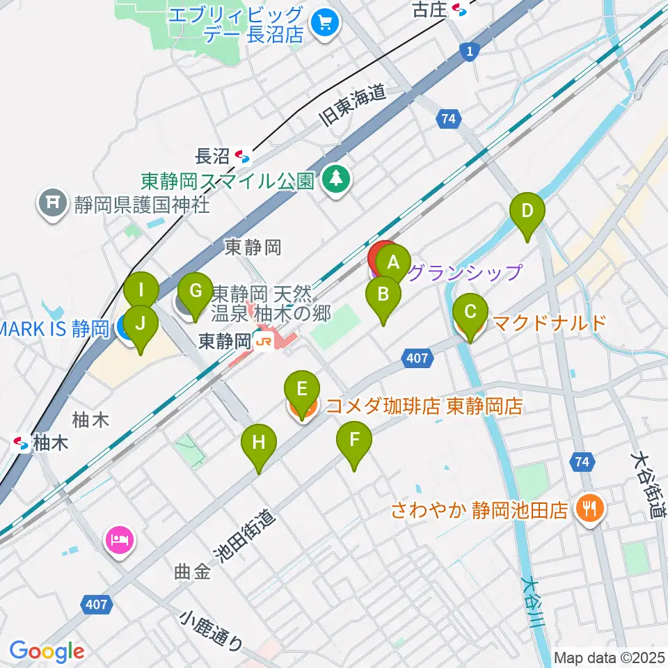 グランシップ周辺のカフェ一覧地図
