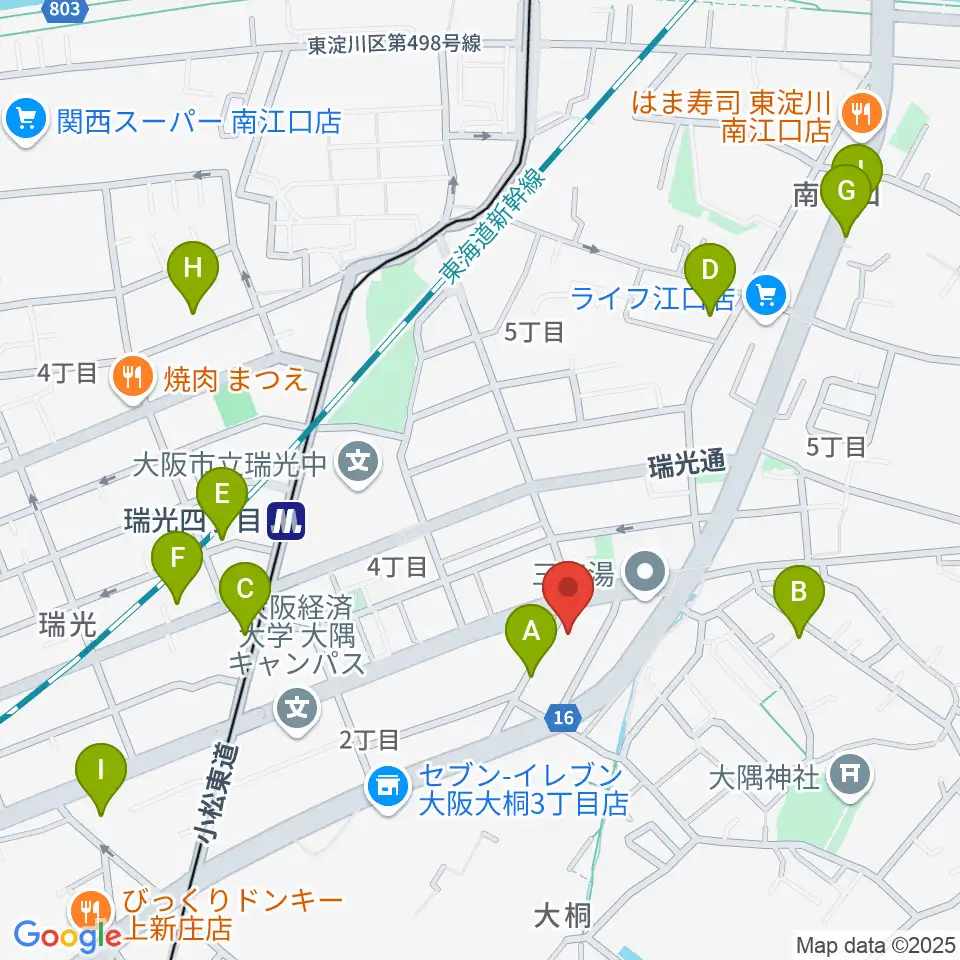 ギター工房 SHOJI周辺のカフェ一覧地図