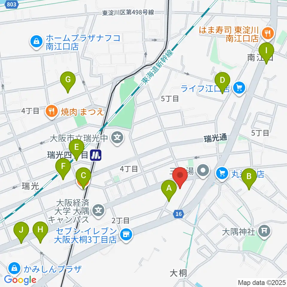 ギター工房 SHOJI周辺のカフェ一覧地図