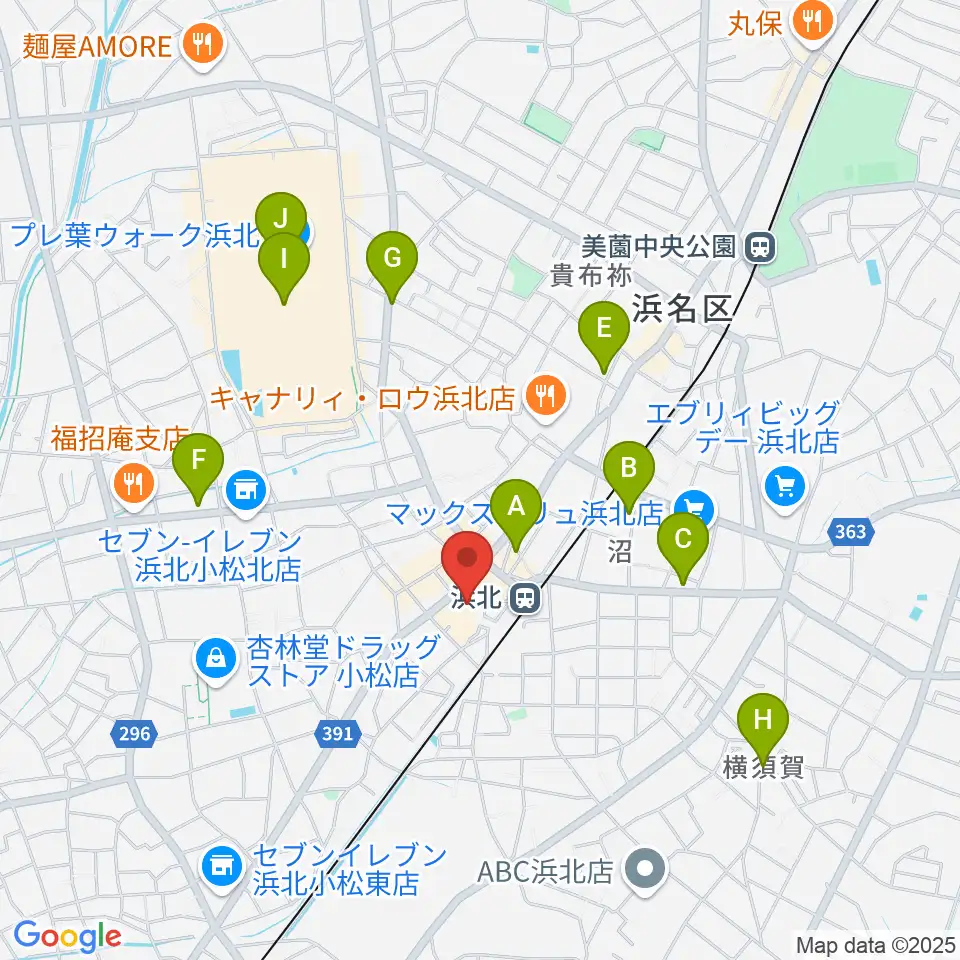 なゆた・浜北 なゆたホール周辺のカフェ一覧地図