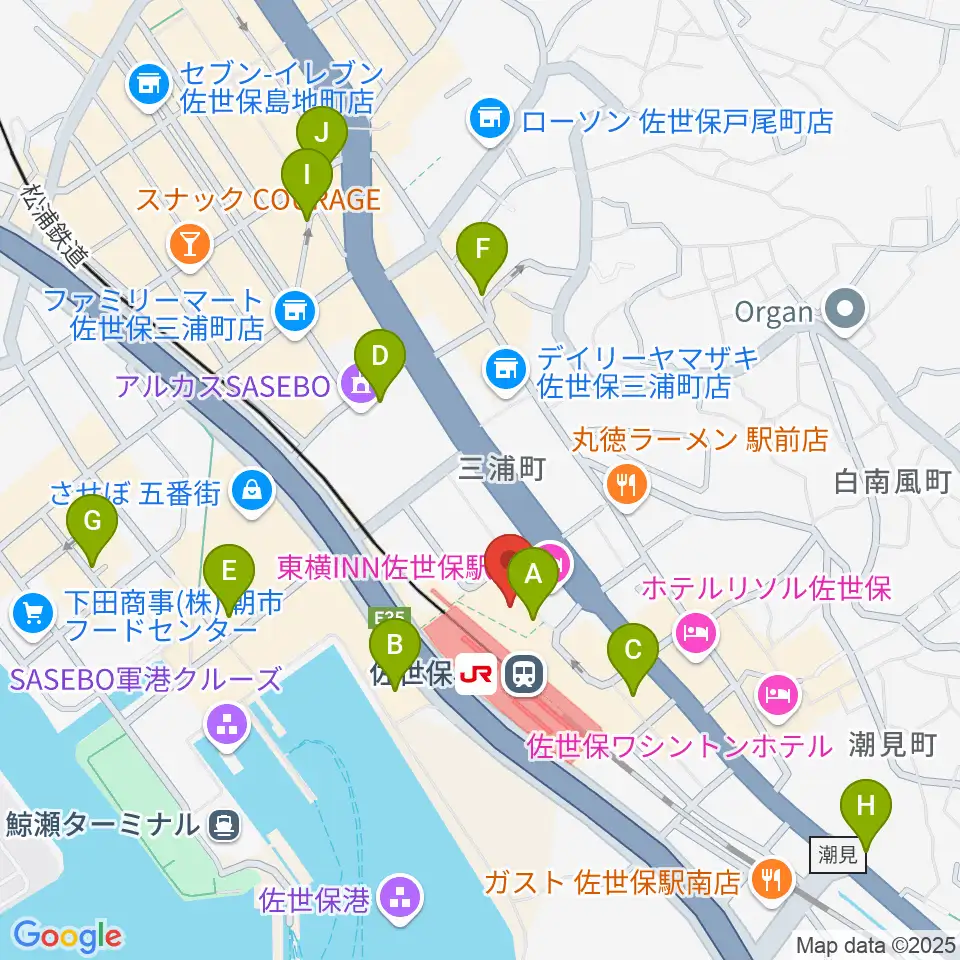 島村楽器 えきマチ1丁目佐世保店周辺のカフェ一覧地図