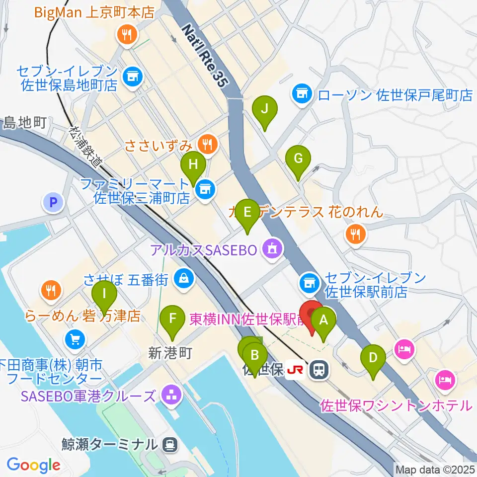 島村楽器 えきマチ1丁目佐世保店周辺のカフェ一覧地図