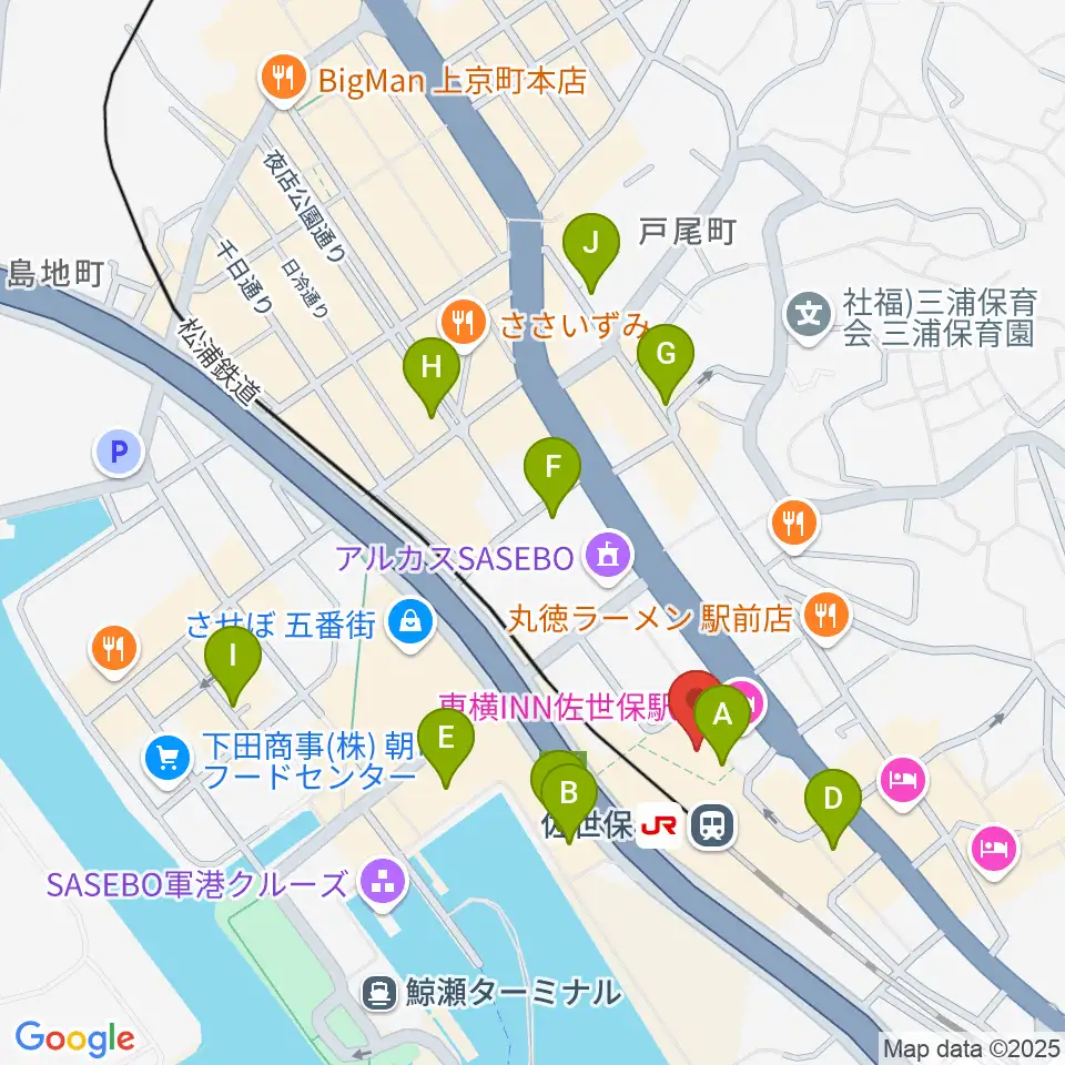 島村楽器 えきマチ1丁目佐世保店周辺のカフェ一覧地図