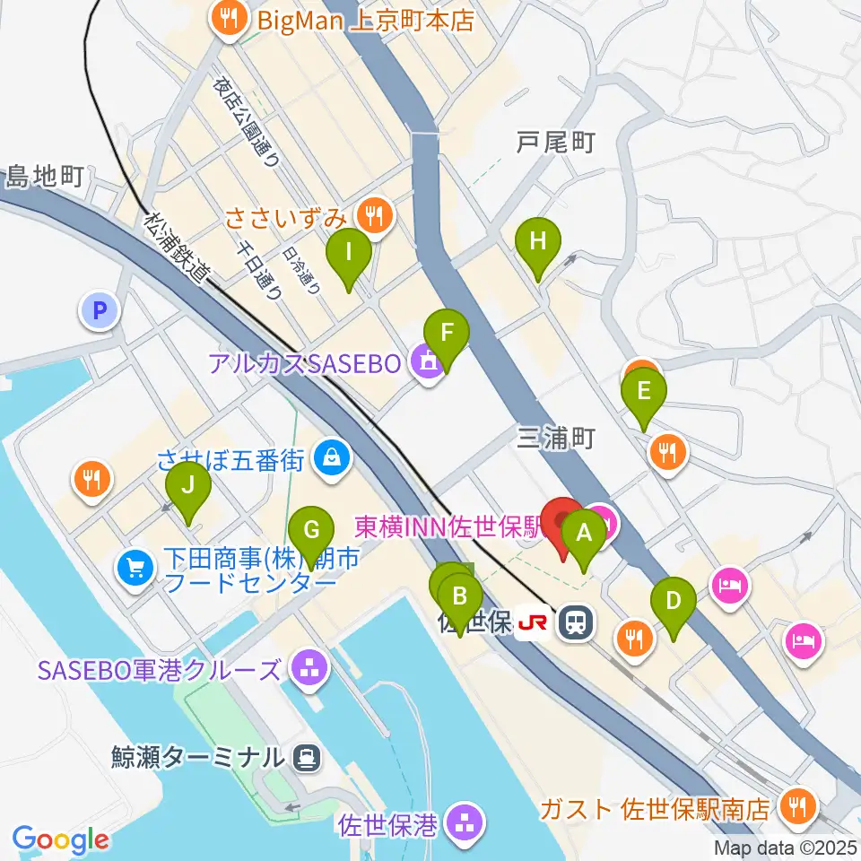 島村楽器 えきマチ1丁目佐世保店周辺のカフェ一覧地図