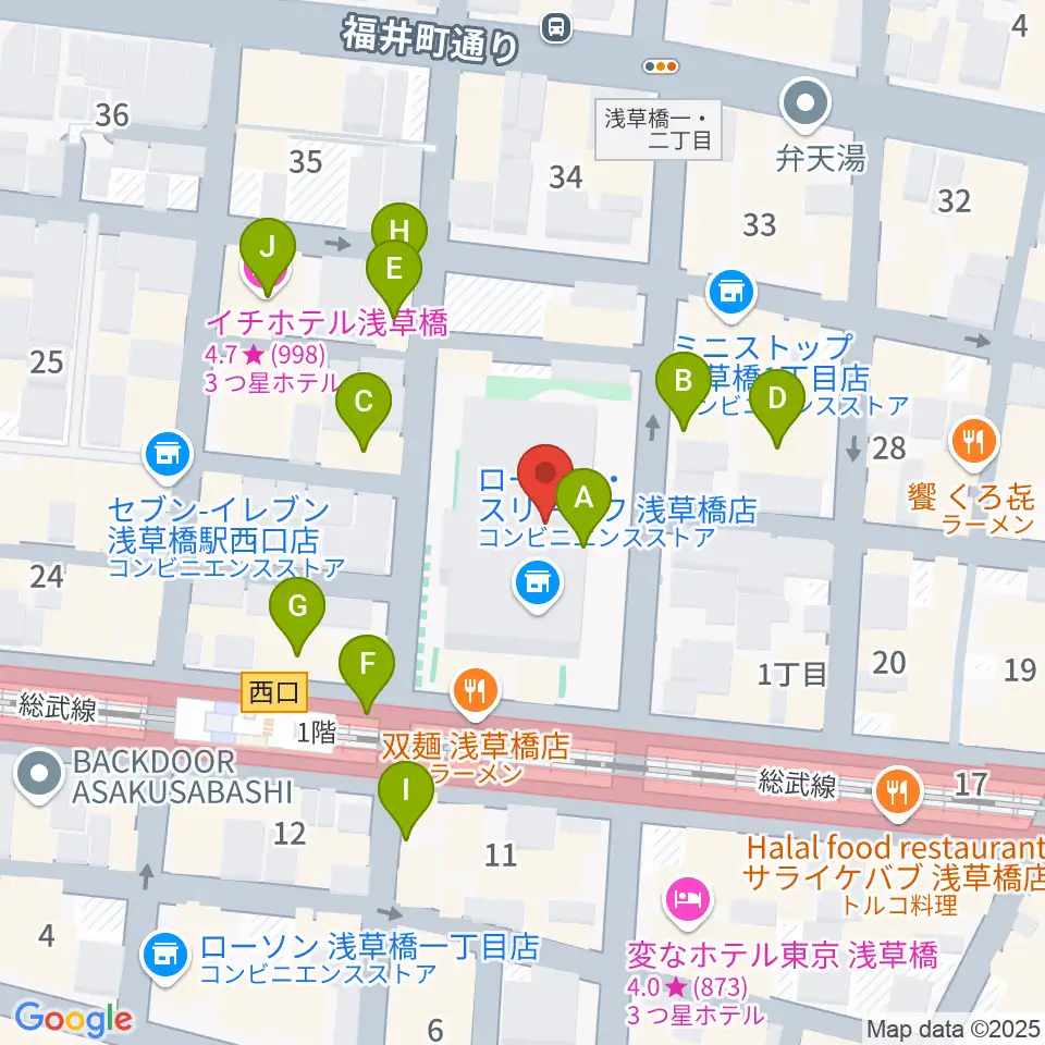浅草橋ヒューリック ホール&ヒューリック周辺のカフェ一覧地図
