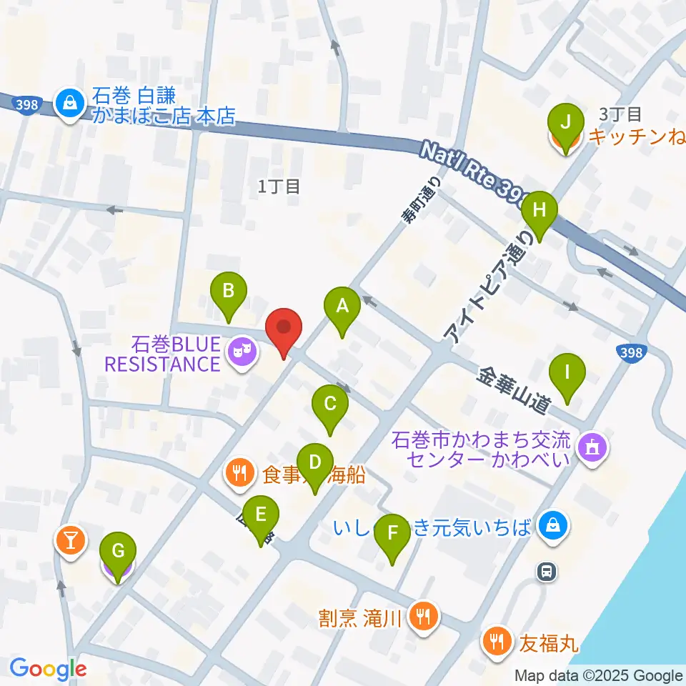 石巻ブルーレジスタンス周辺のカフェ一覧地図
