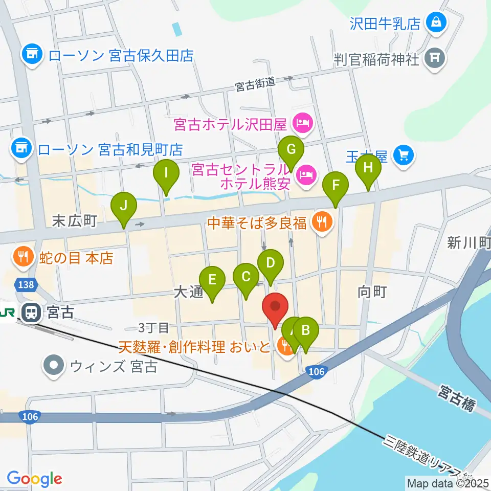 クラブカウンターアクション宮古周辺のカフェ一覧地図