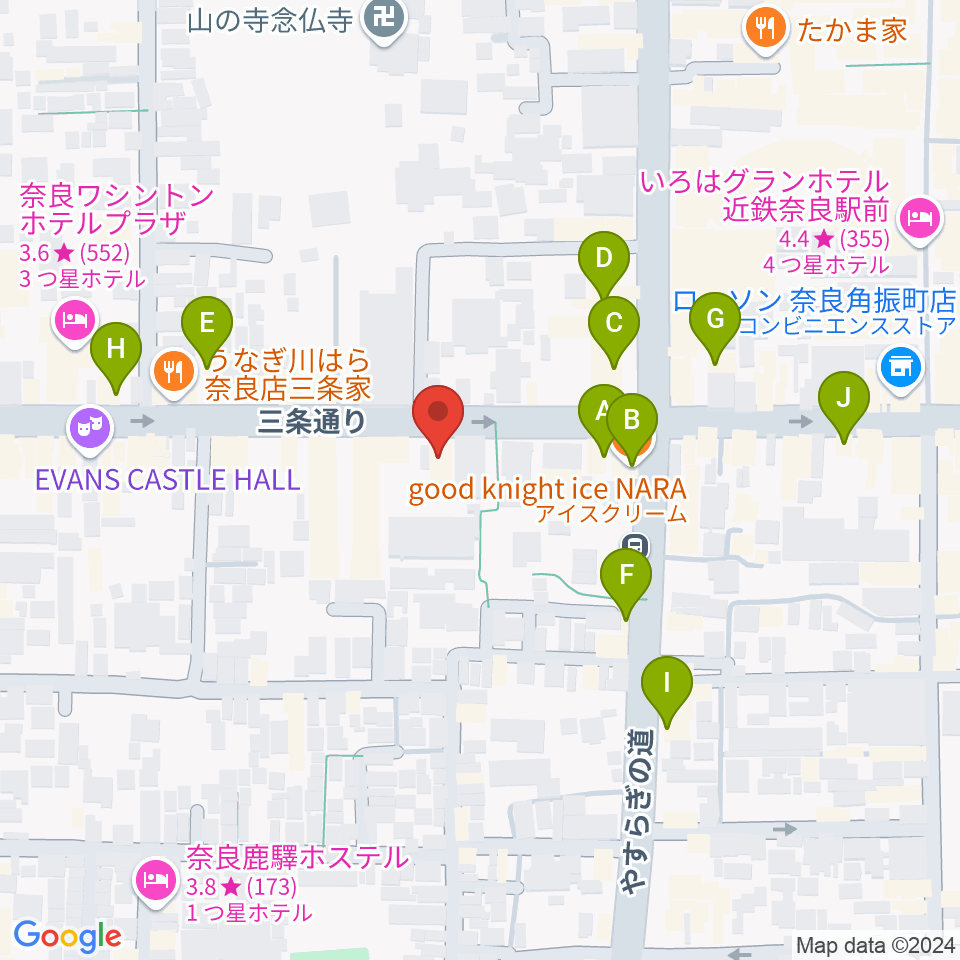 奈良Billy周辺のカフェ一覧地図