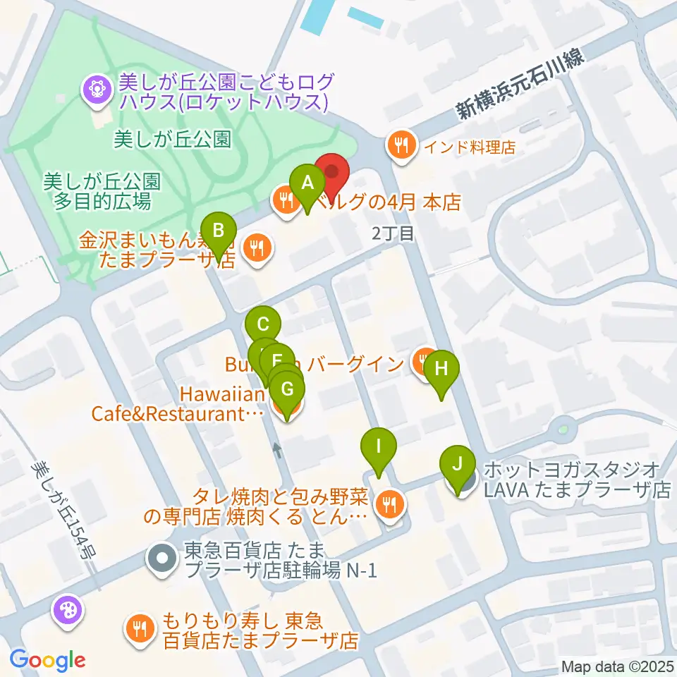 たまプラーザ STUDIO21周辺のカフェ一覧地図
