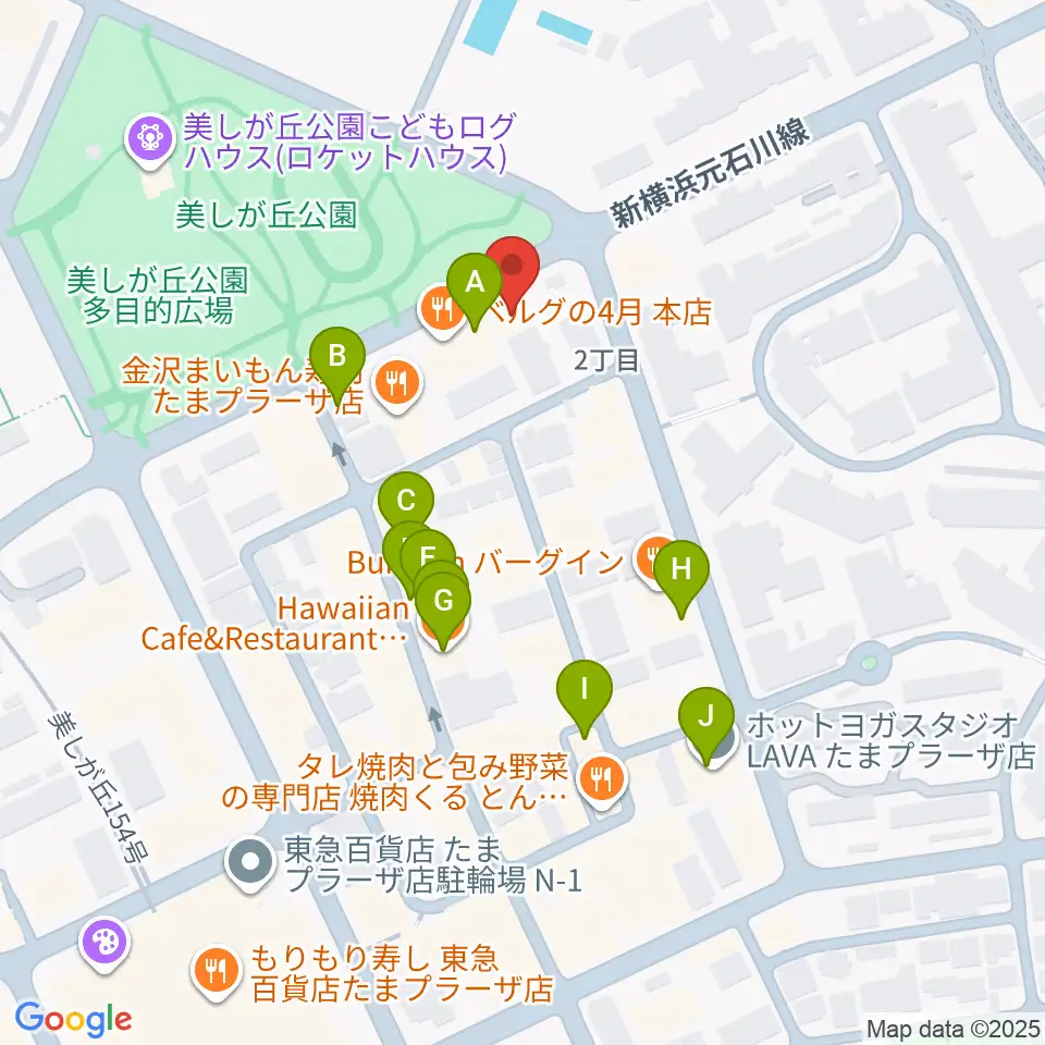 たまプラーザ STUDIO21周辺のカフェ一覧地図
